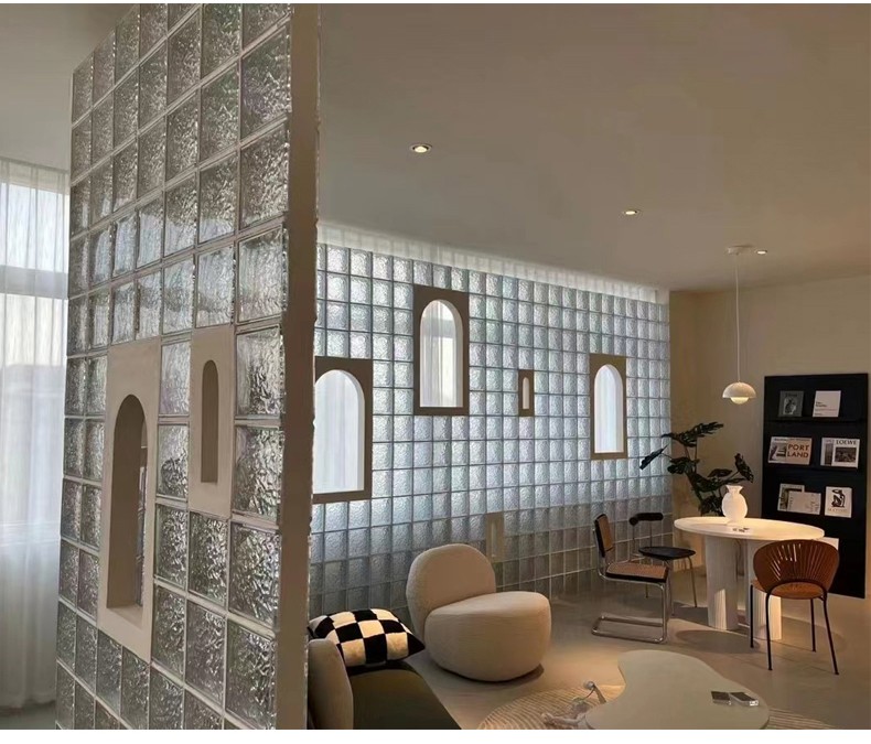 玻璃砖隔墙透明玻璃砖隔断背景墙玄关云雾方形超白空心水晶砖卫生间冰