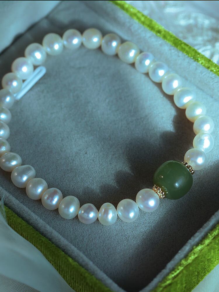 潮饰纪和田玉珍珠手链女2022年新款闺蜜百搭款晚星l码适合手围155165
