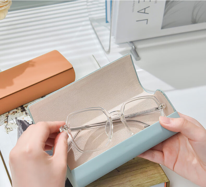 眼镜盒便携男款感日系抗压防压女学生眼睛盒收纳盒子 雾霾蓝【图片