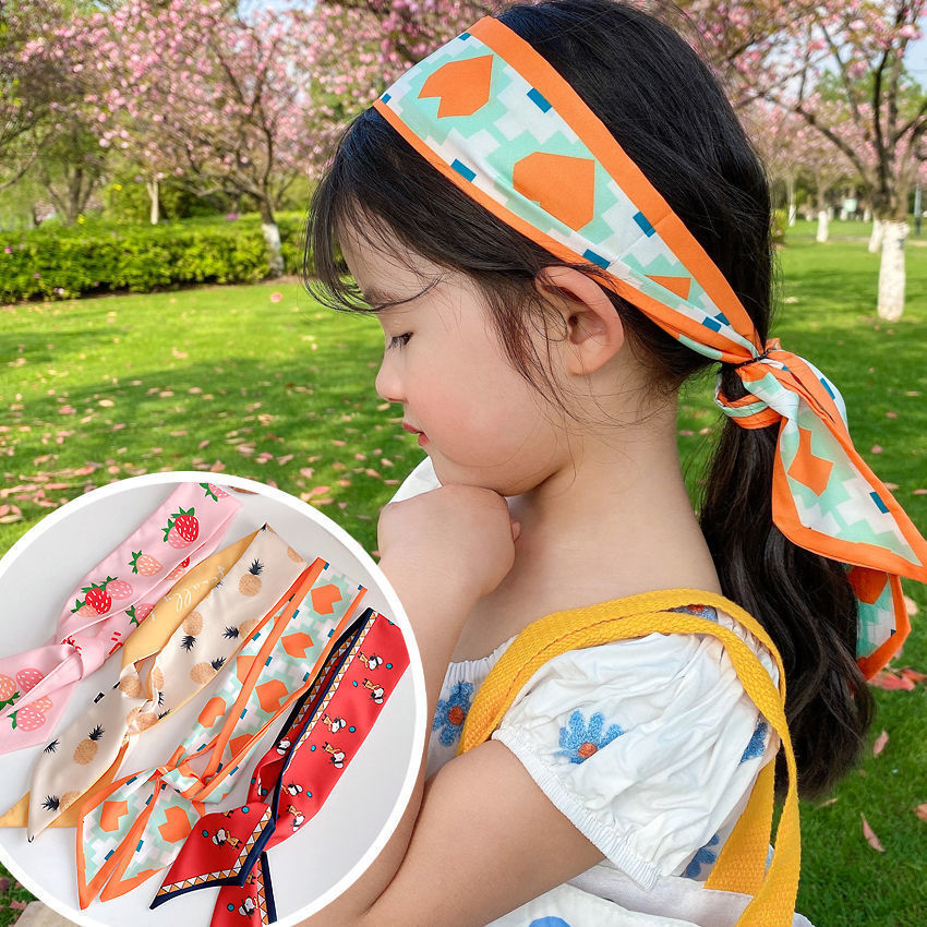 新品发带丝巾漂亮儿童发饰女童飘带蝴蝶结头饰网红女宝宝卡通时尚丝巾