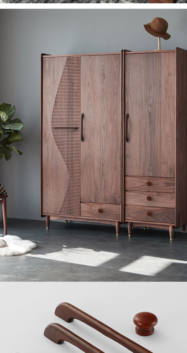 鼎坚原木色实木柜门抽屉拉手极简中式原木榉木衣柜门鞋柜橱柜家具把手