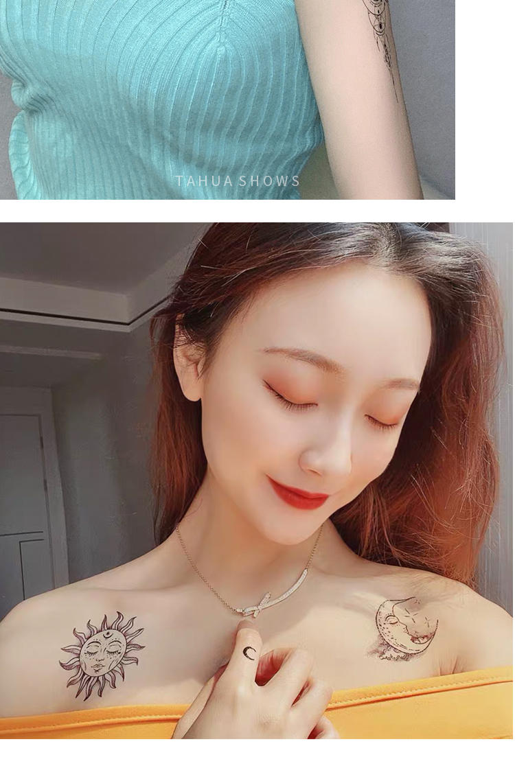 她画ins风星球纹身贴 辣妹锁骨防水女贴纸图案感花臂仿真【图片 价格