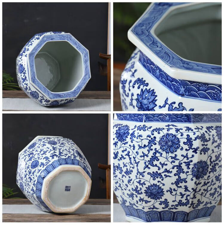 自营旗舰官方店景德镇陶瓷书画收纳缸大号青花瓷字画卷轴缸书房箭筒