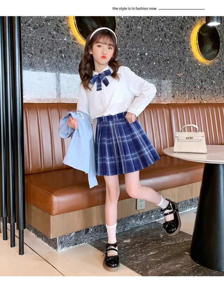 女童西装套装夏季新款儿童小女孩洋气jk装适合315岁中大童小女生穿的