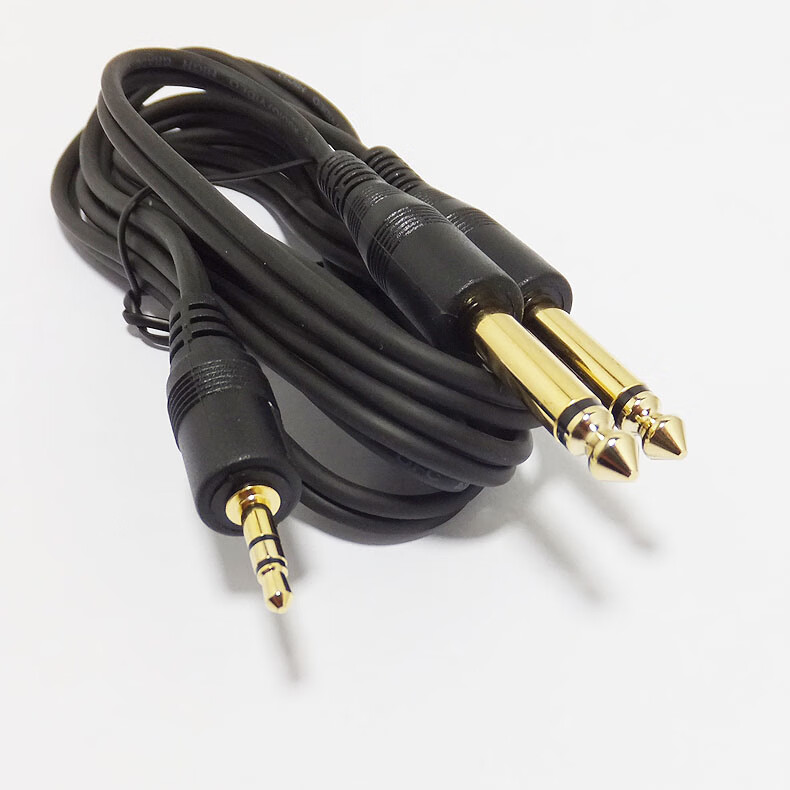 draco适用于5小三芯转双63565大二芯电脑连调音台音频线黑色1米