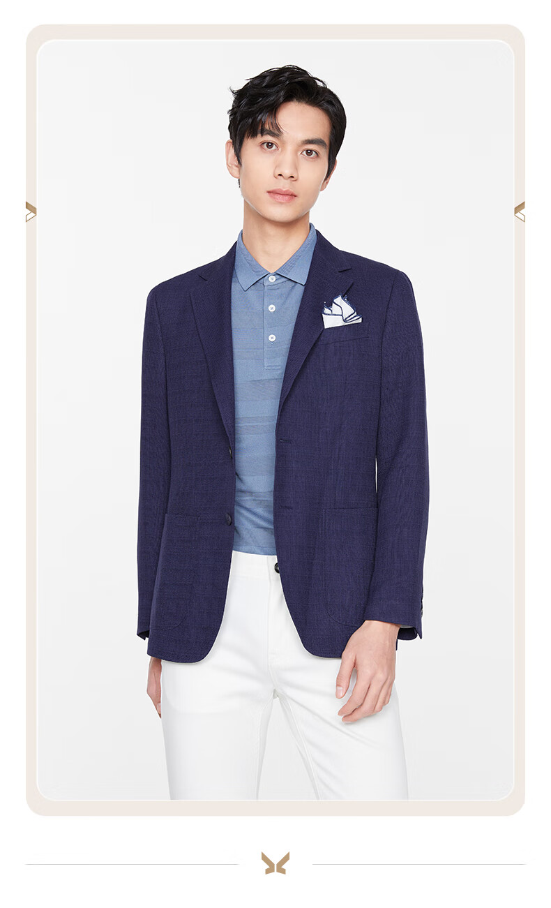 【商场同款-同价款】九牧王男装西服 2022春秋新款藏蓝净色修身商务