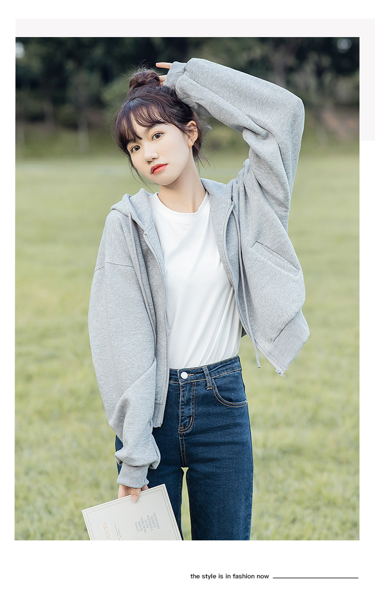 少女卫衣女春秋学生党短款开衫女士外套春季宽松百搭慵懒风感小众卫衣