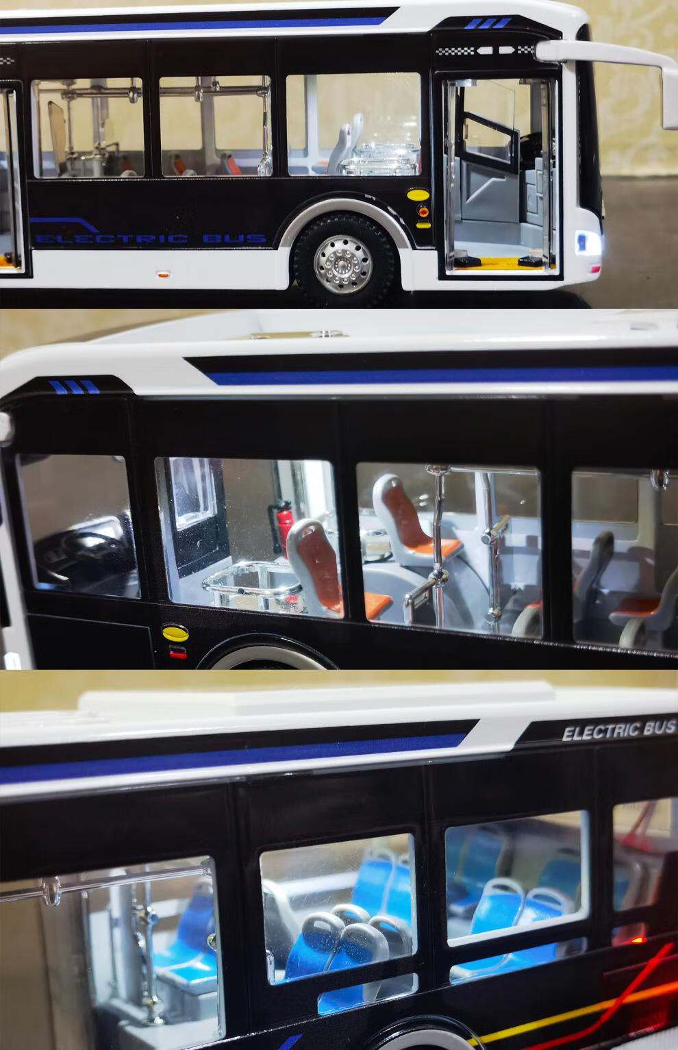 【八一专享】能源合金公交车模型1:42宇通客车模型黑金刚巴士新款纯