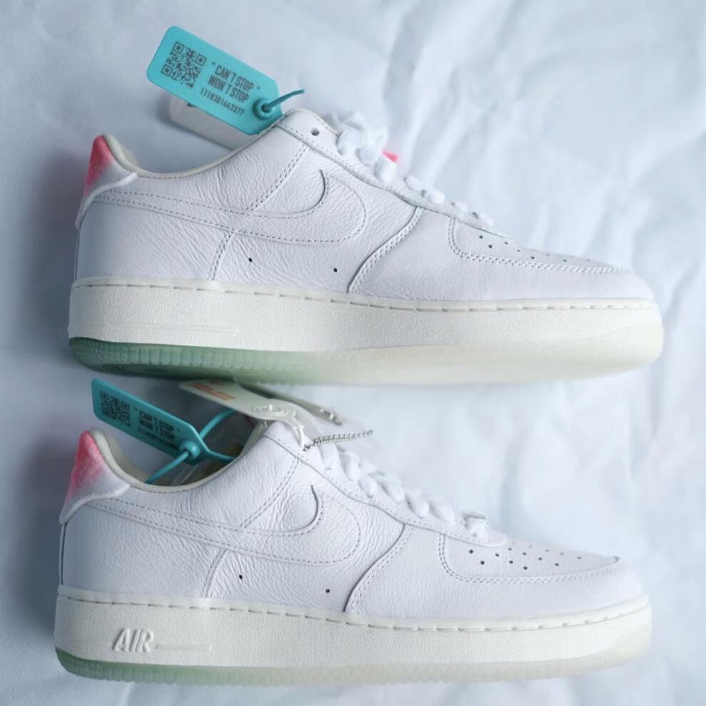 耐尅联名新款 af1寿桃白粉绿内置填充空军一号 空军一号白绿夜光休闲