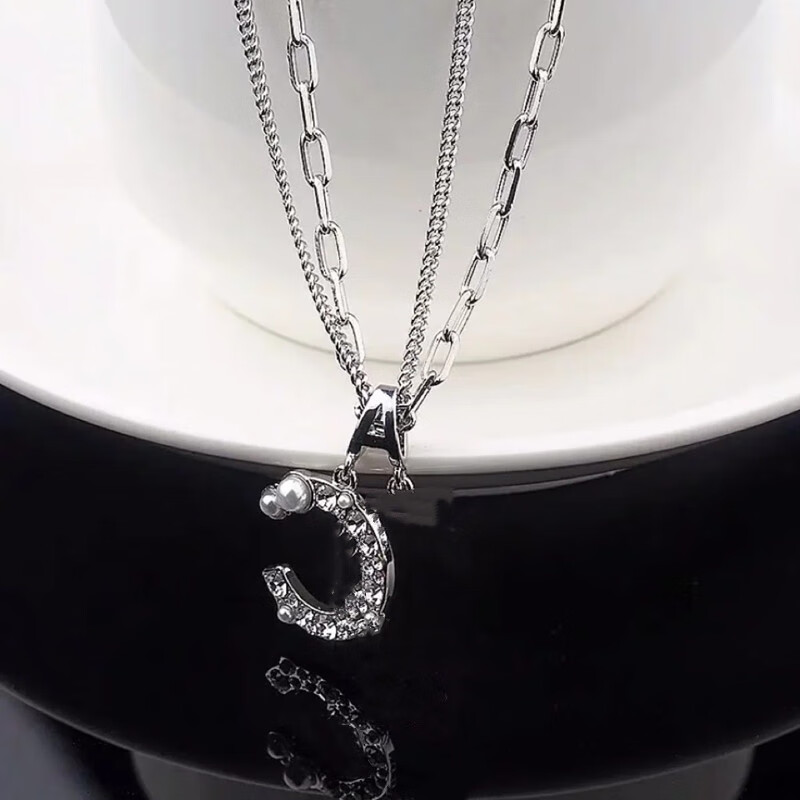 【京挑好礼】双层字母cc项链轻奢小众设计感气质简约毛衣链女秋冬感