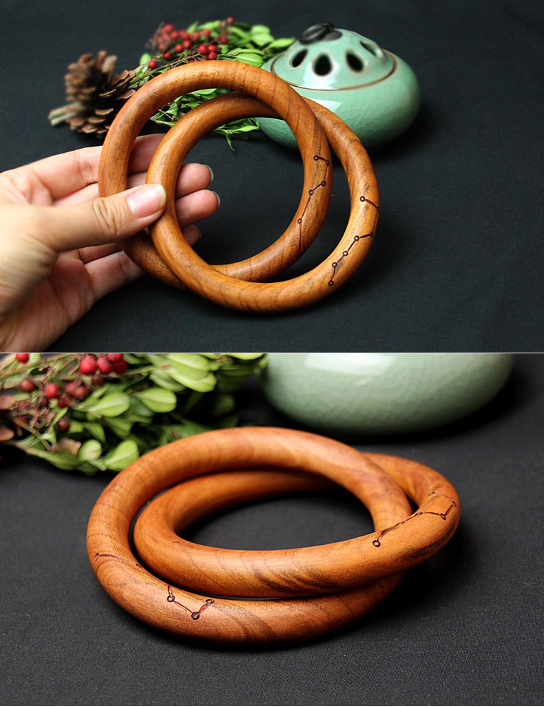 整木料桃木木雕阴阳环乾坤圈道家用品桃木整料