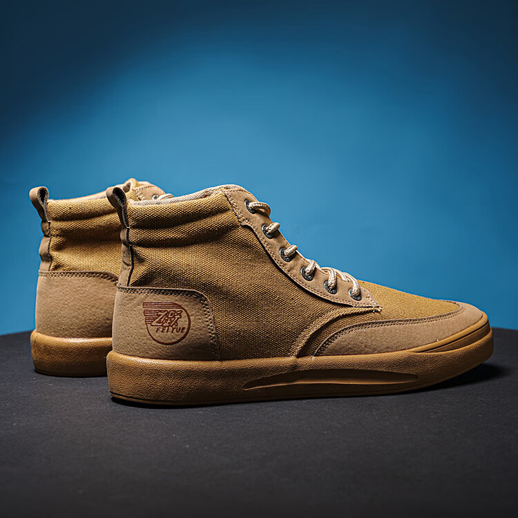 fy飞跃帆布鞋男鞋高帮男士秋季鞋子男款板鞋百搭黑色时尚休闲板鞋子