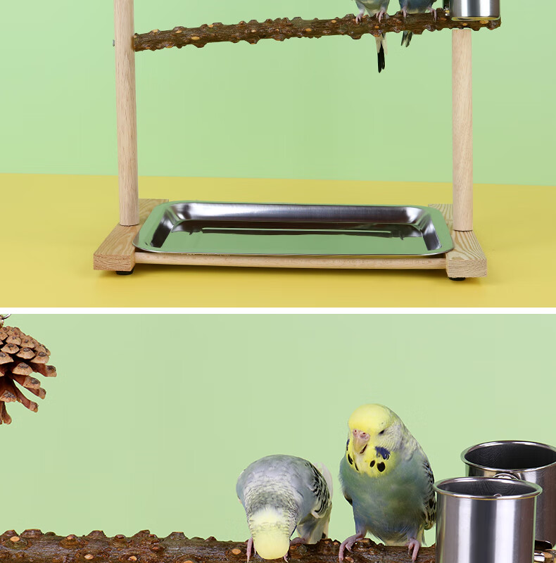宠儿新家实木鹦鹉互动架花椒木训练站架子鸟笼秋千吊环鸟玩具用品站杠