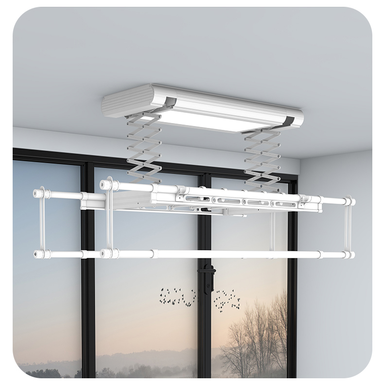 阳台侧边晾衣架幸福太太小尺寸电动晾衣架阳台遥控升降小户型横向安