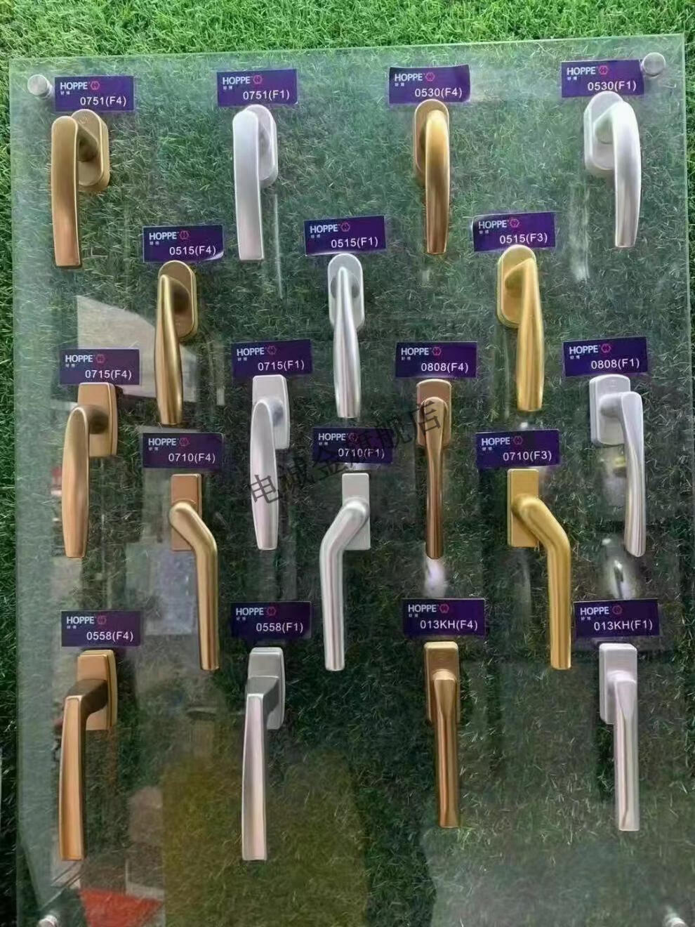 款0515方轴43孔距水滴形内外开通用 纱窗用耐辉顿 银 左执手【图片