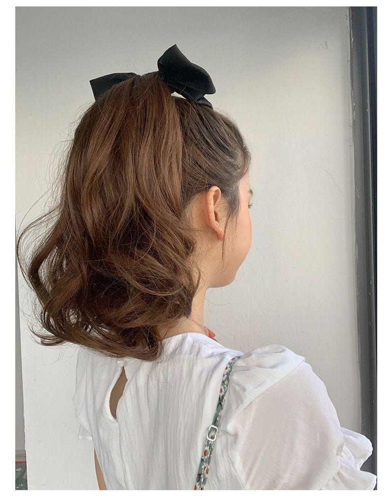 蝴蝶结马尾假发女长发仿真绑带式大波浪卷发蓬松长卷发高马尾辫子浅