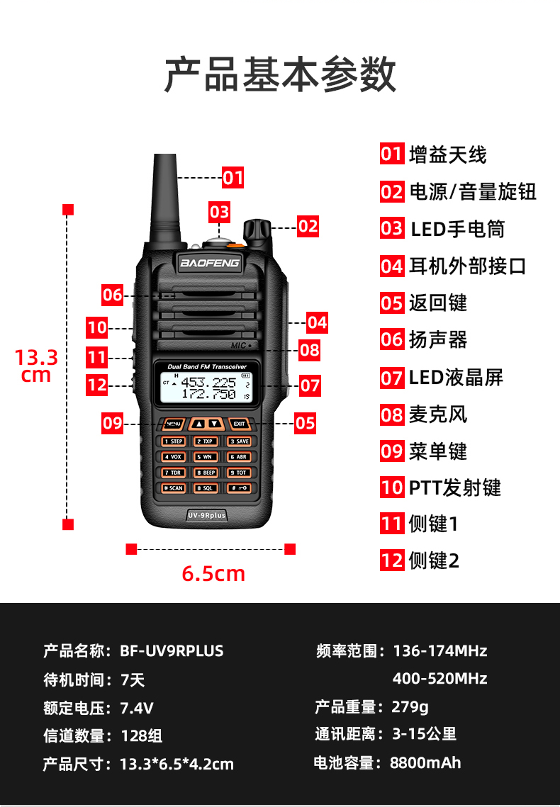 宝锋uv5r对讲机民用公里150宝峰9r户外大功率车载手台自驾游调频科范