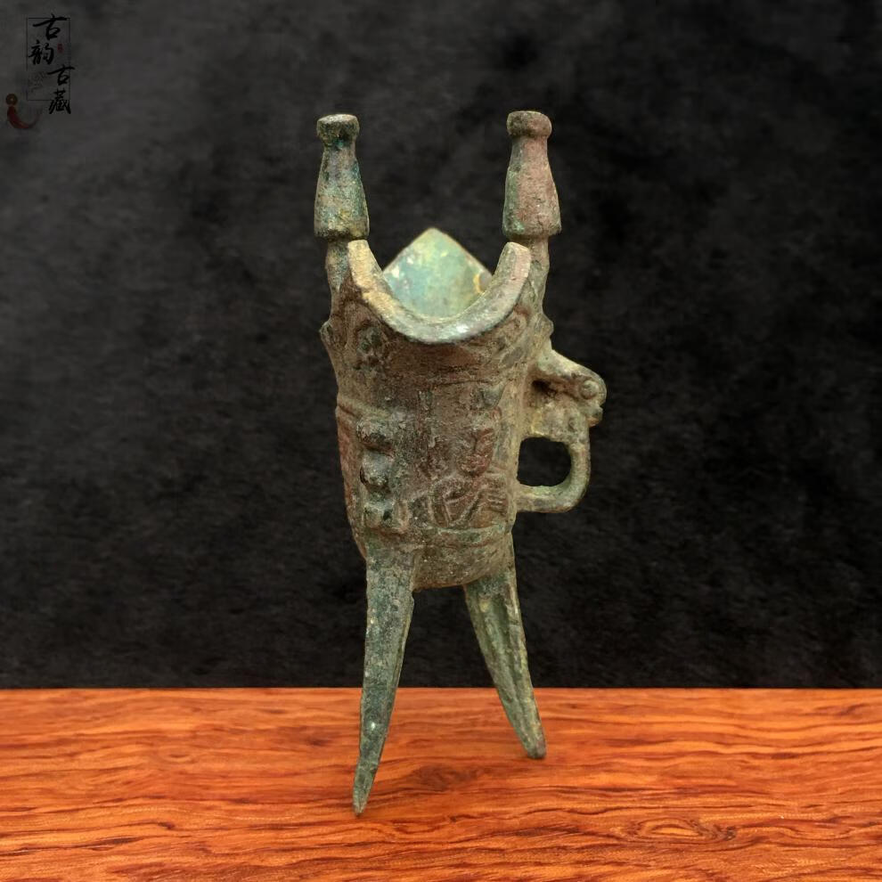 仿古帝王杯铜古董收藏青铜酒樽仿古做旧古代宫廷酒杯铜爵杯杯青铜器父