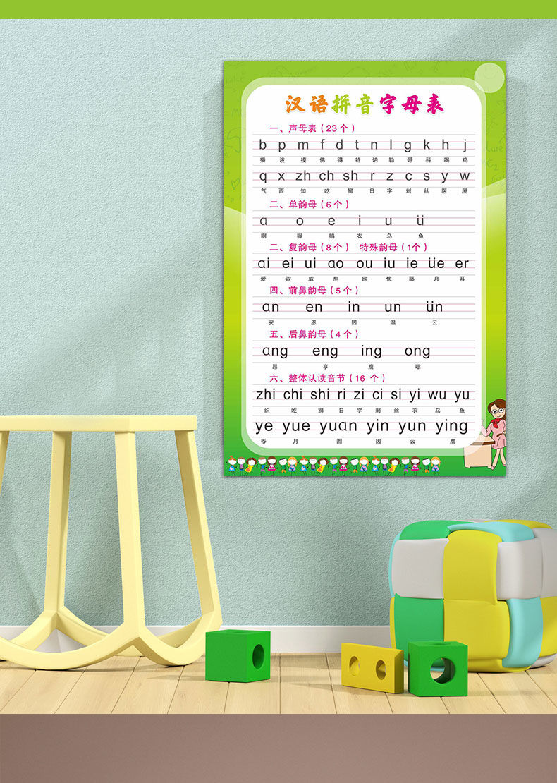 字母表小学一年级声母韵母表高清防水学习海报挂图贴纸除法口诀表36寸