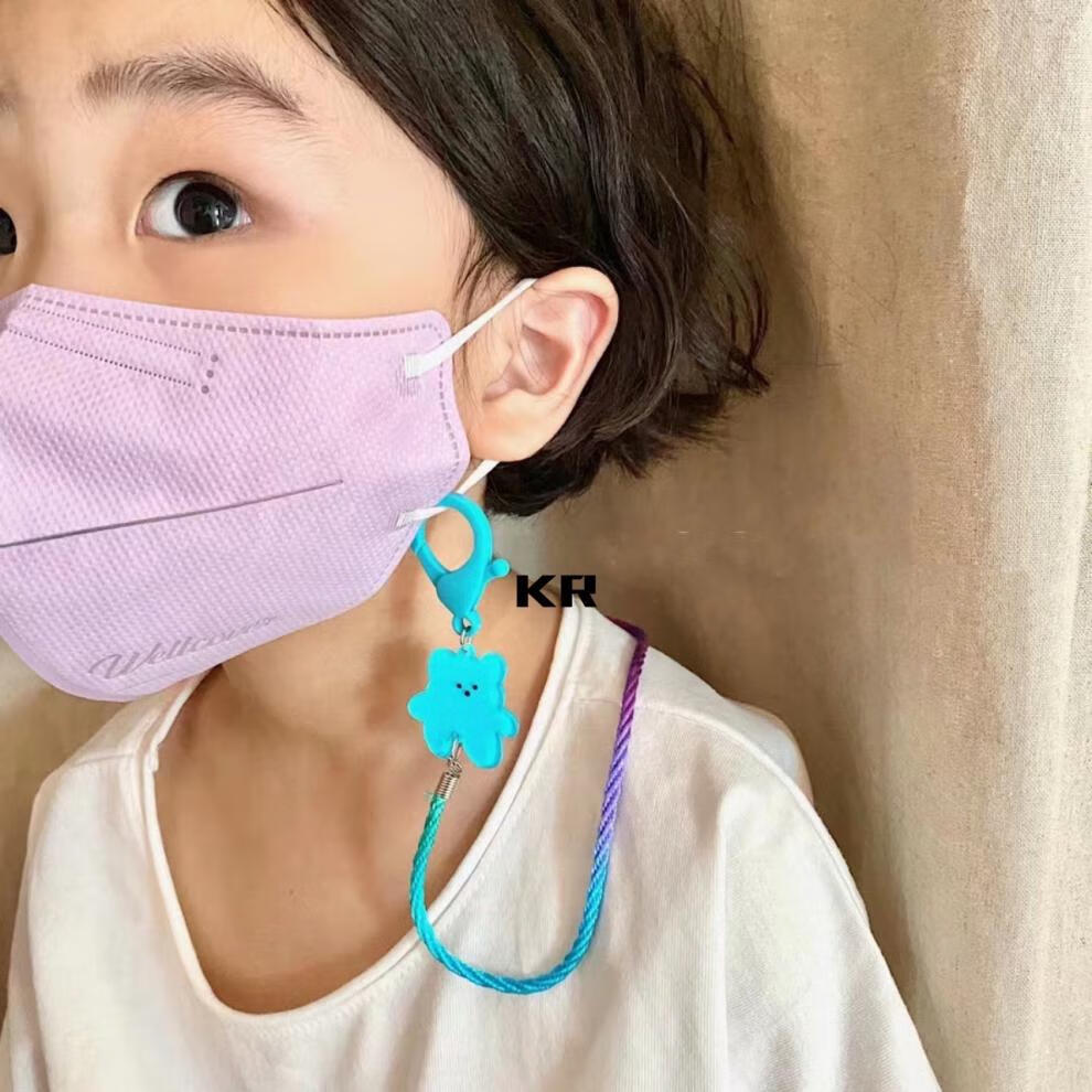 妙灵安韩国kr亲子儿童口罩链彩虹可爱熊挂脖眼镜绳人气卡通原创设计