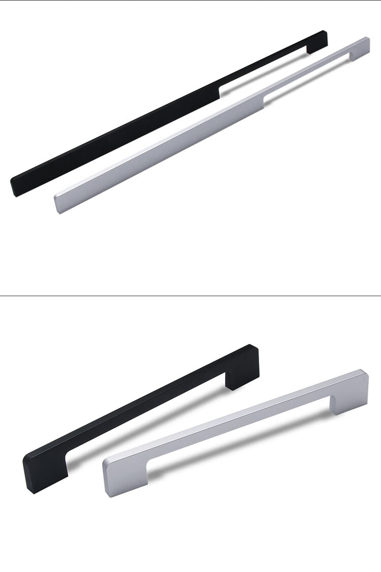 大衣柜拉手加长厨柜现代简约抽屉美式欧式哑黑色北欧橱柜门铝把手