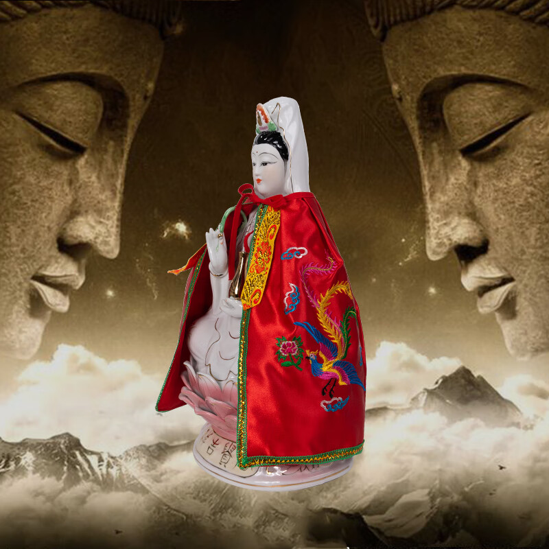 观音菩萨衣服佛像披风斗篷大莲花神像佛袍小款家用加厚款莲花披风红色