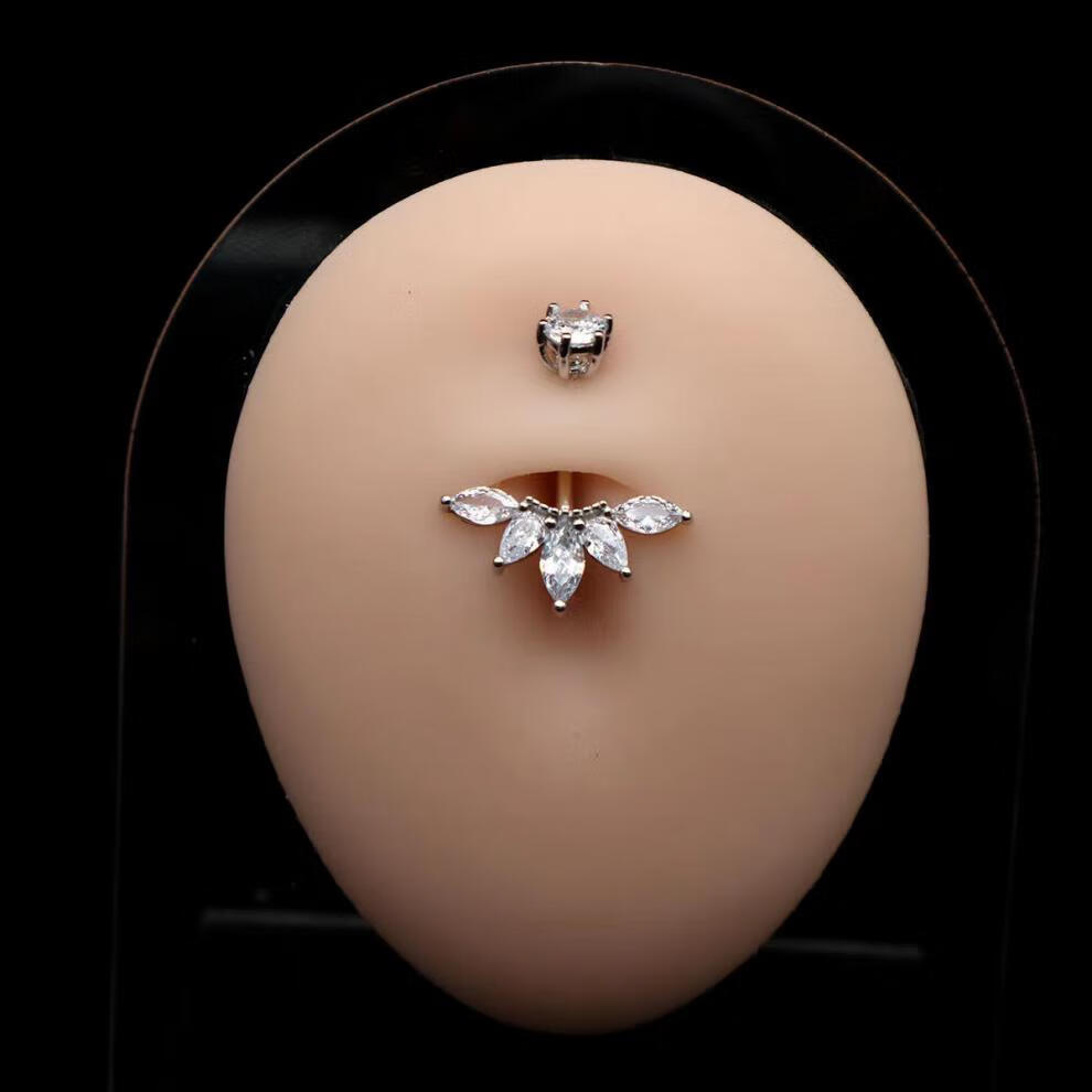 奇锆女性感气质欧美脐环umbilicalnailfemale安全不过敏脐钉199号银色