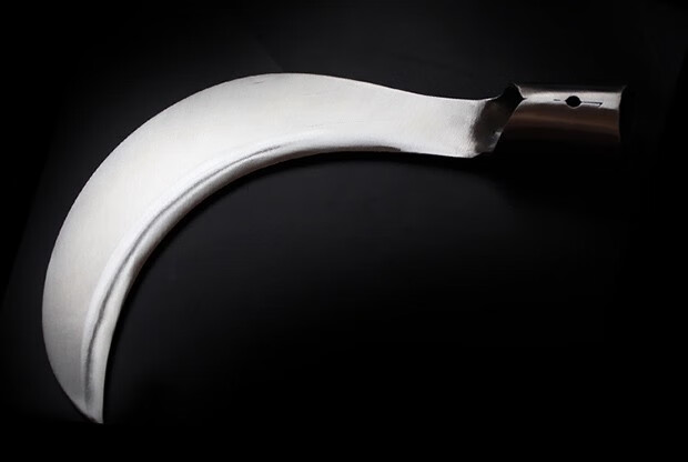 铬钢半月镰刀不锈钢割草刀户外钓鱼除草刀便携修枝加厚弯刀 银色 60