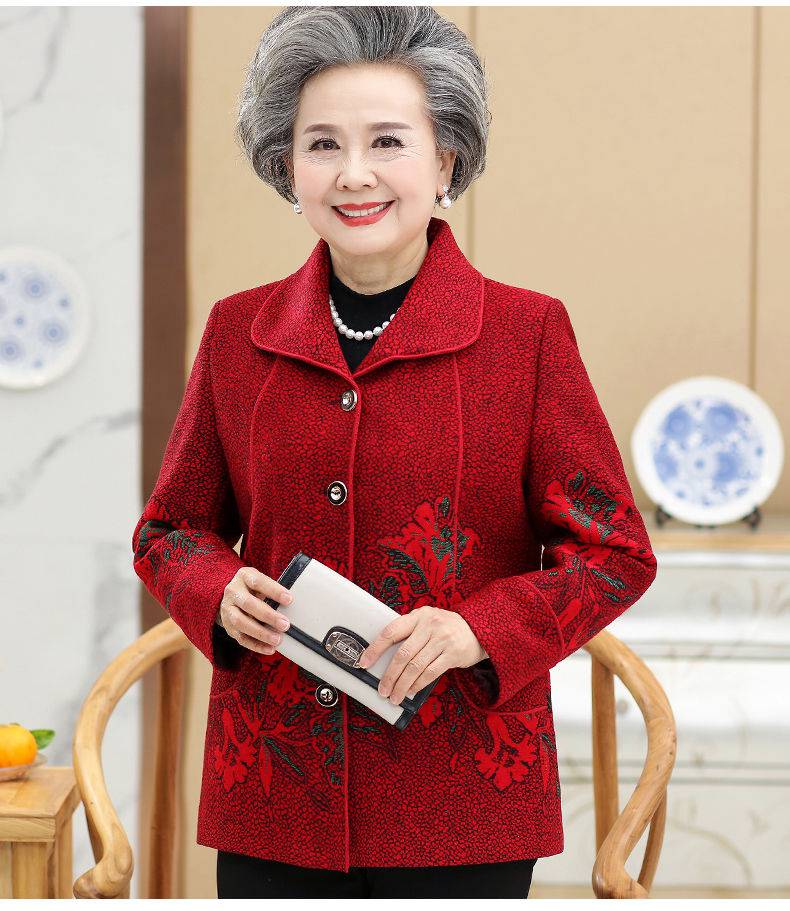 啄木鸟春秋款老年人春秋装女607080岁中年女装奶奶装外套老人衣服妈妈