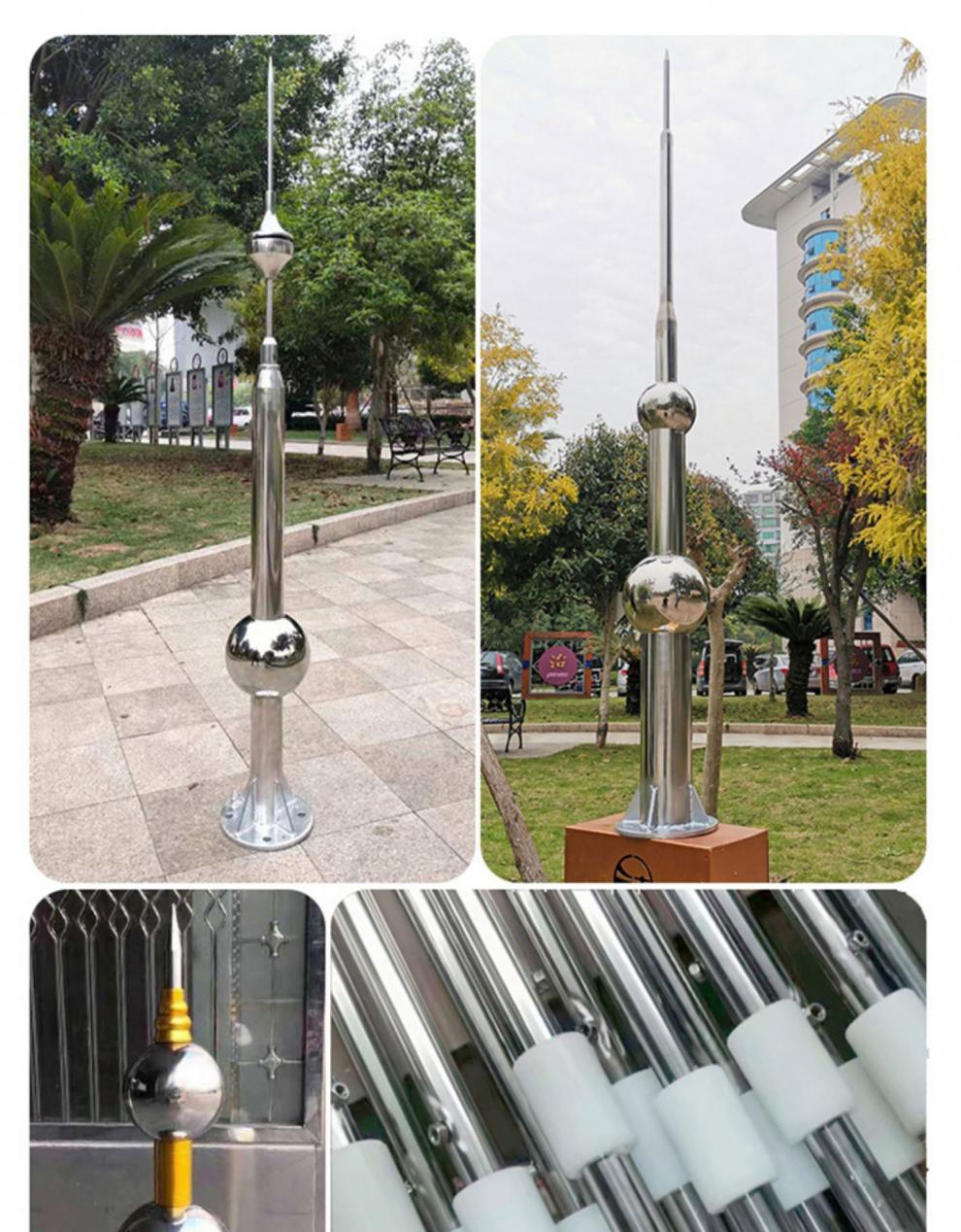 避雷针屋顶室外家用别墅防雷工程定制不锈钢单针带球预放电避雷针 1米