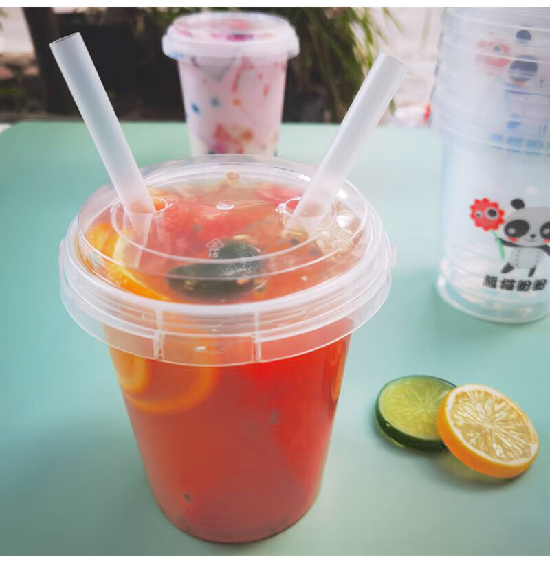 水果茶桶手提水果茶桶网红一桶水果贴纸水果捞大桶霸王奶茶杯子1000