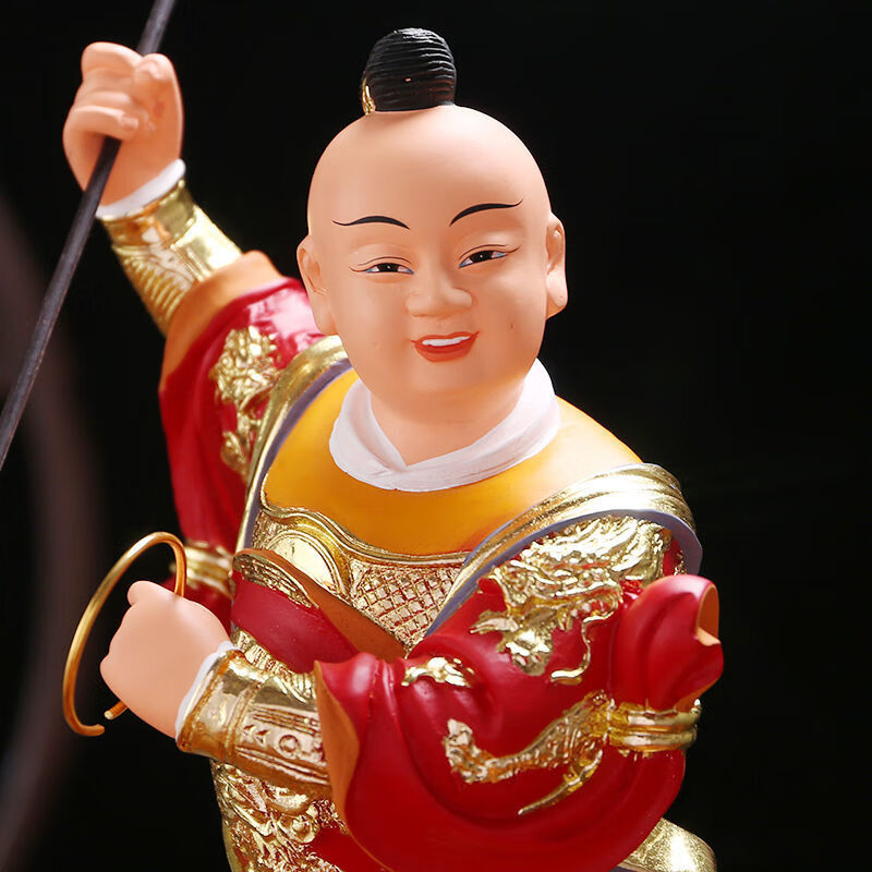 哪吒三太子神像哪咤中坛帅踏风火轮家用供奉树脂佛像摆件12寸30厘米高