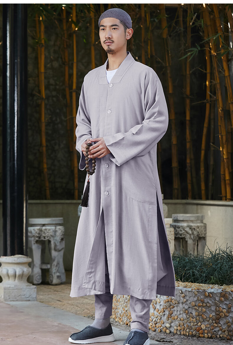 弘通普舵僧服自然麻中褂四季款僧衣男女和尚服僧袍比丘尼僧侣装定制款