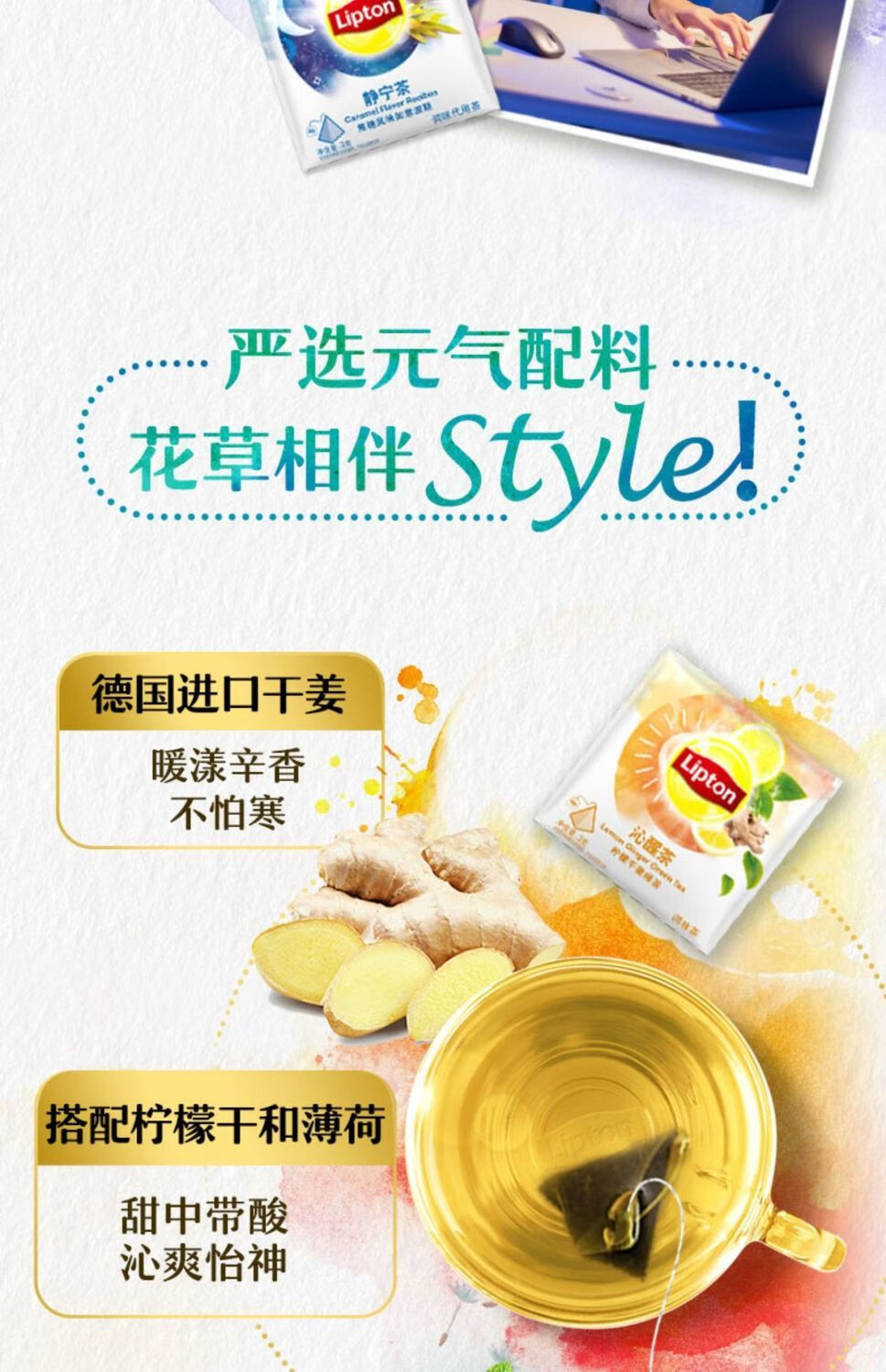 立顿菊花青柑皮白茶 立顿日养草本茶菊花茶荷叶茶红豆薏米茶荷叶白茶