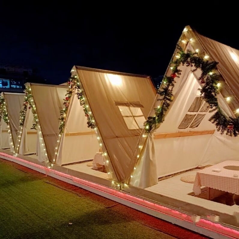 森意 户外帐篷网红帐篷三角露台火锅小屋烧烤户外露营星空民宿餐饮防