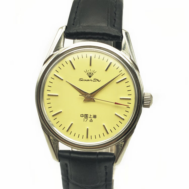 纯灿中国八一手表 老上海品牌手动上弦机械表男双日历复古全钢库存