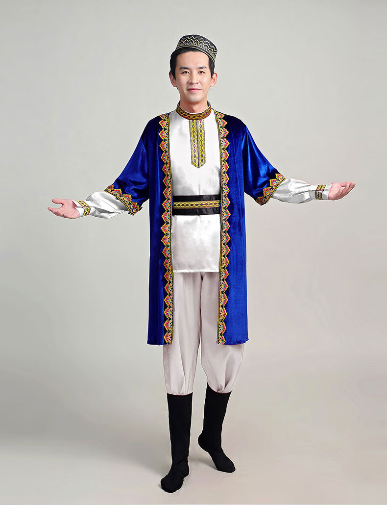 服装男新疆维吾尔族服装男士成人哈萨克族民族舞蹈服艺考少数民族演