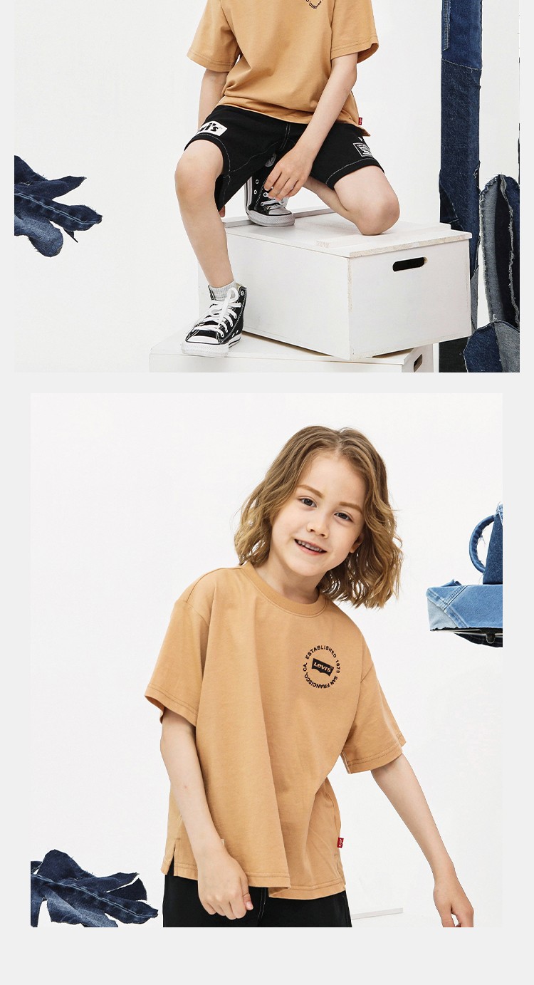 levis李维斯童装儿童短袖2022夏季新款男童短袖t恤休闲上衣 黑美人