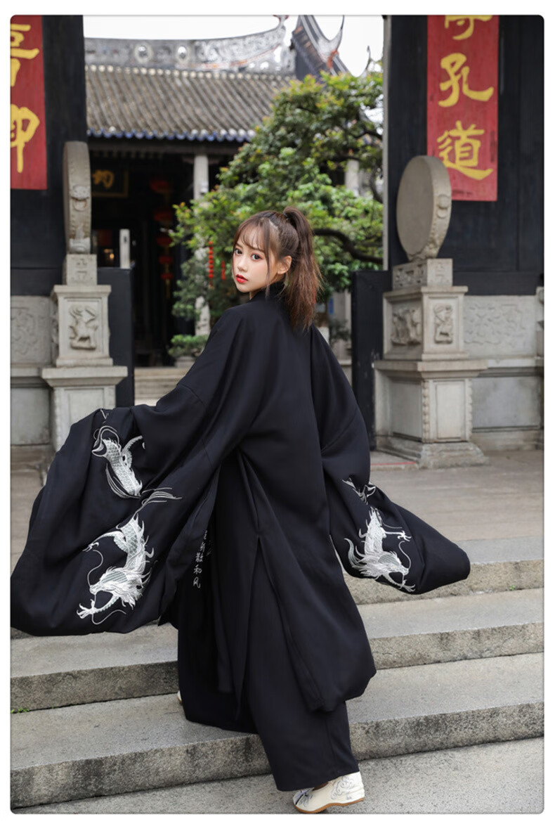 汉服男装古装长袍全套情侣魏晋风大袖衫古风龙纹刺绣暗黑系交领襦裙cp