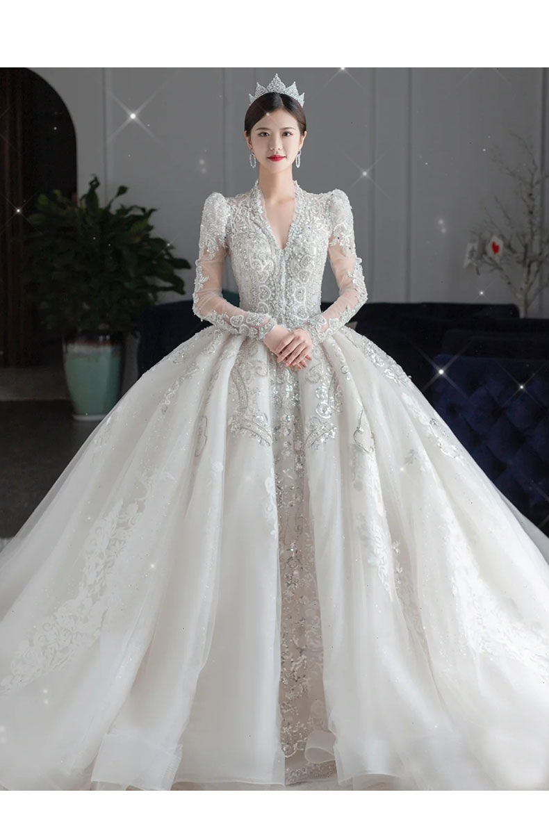 拉夏贝尔 高端轻奢星空主婚纱礼服2022新款新娘结婚矮个子蓬蓬裙超仙