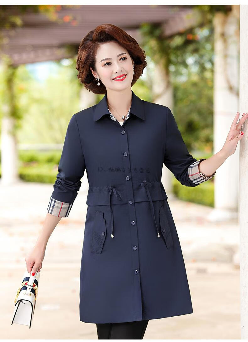 妈妈装秋装洋气时尚中老年春春秋外套女中长款收腰2020新款春秋装薄款