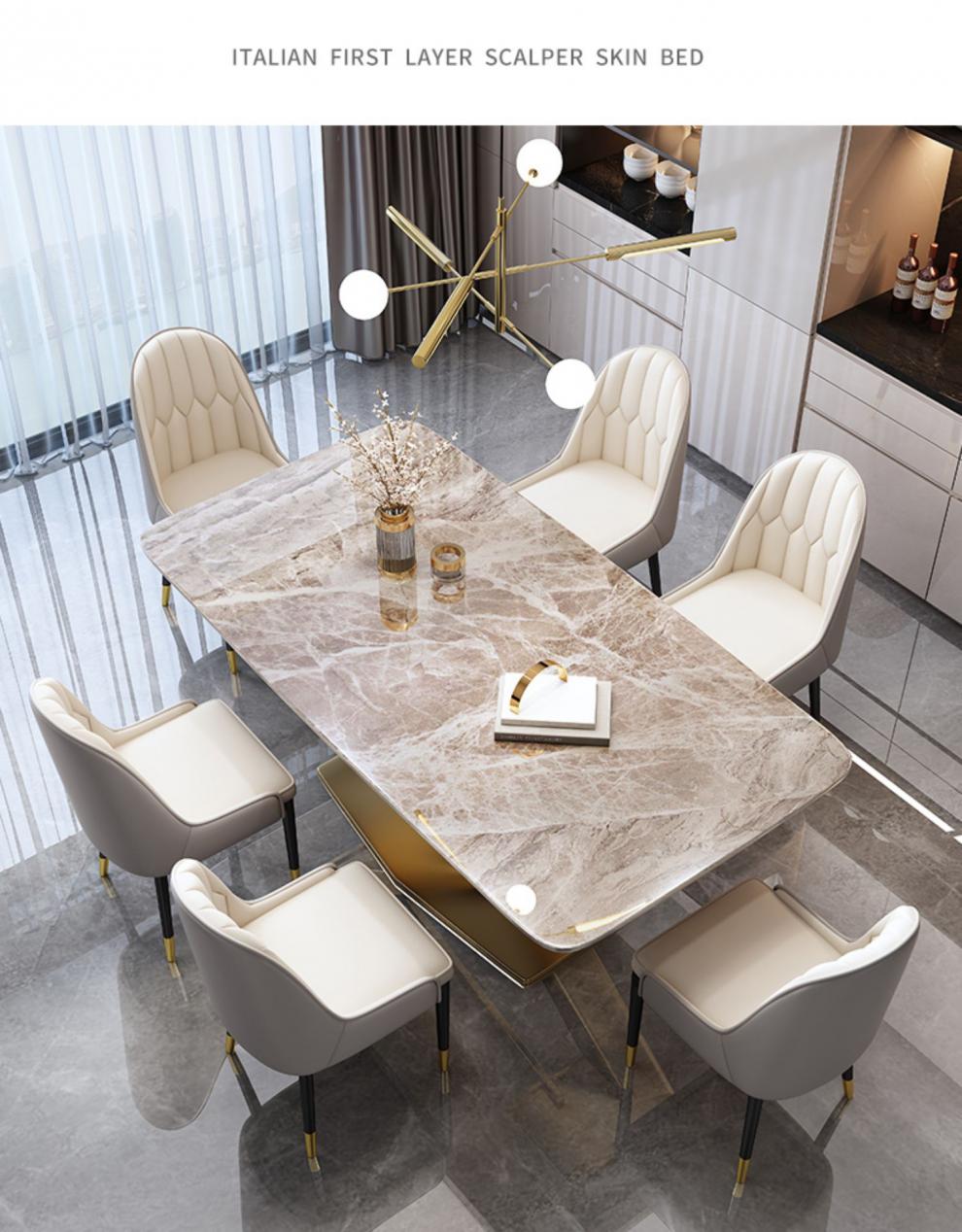 德邦博派餐桌 岩板餐桌 家用大小户型组合意式亮光高端长方形现代简约