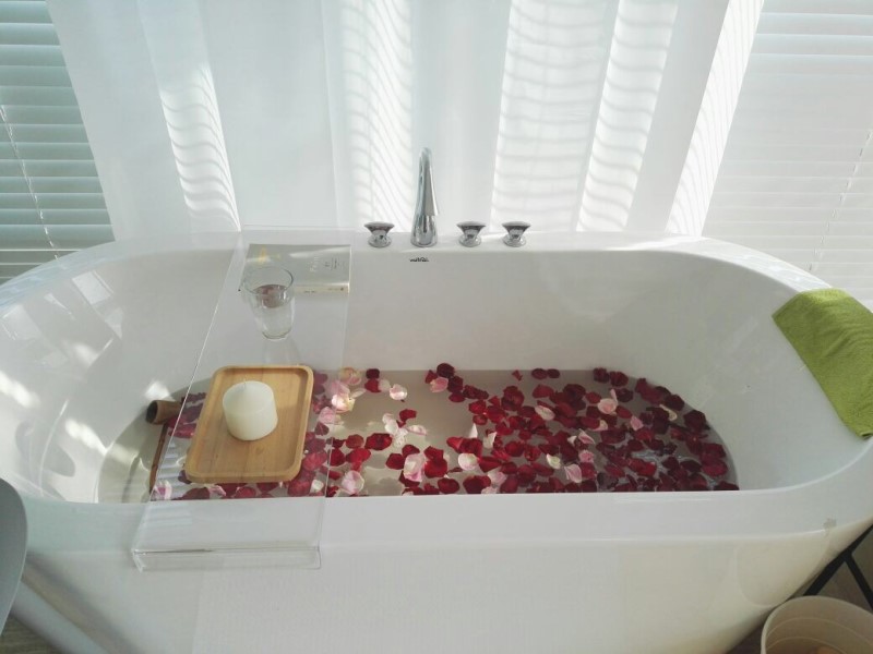 亚克力桌浴室隔板泡澡手机木支架浴缸多功能置物架8220·定制 本色(长