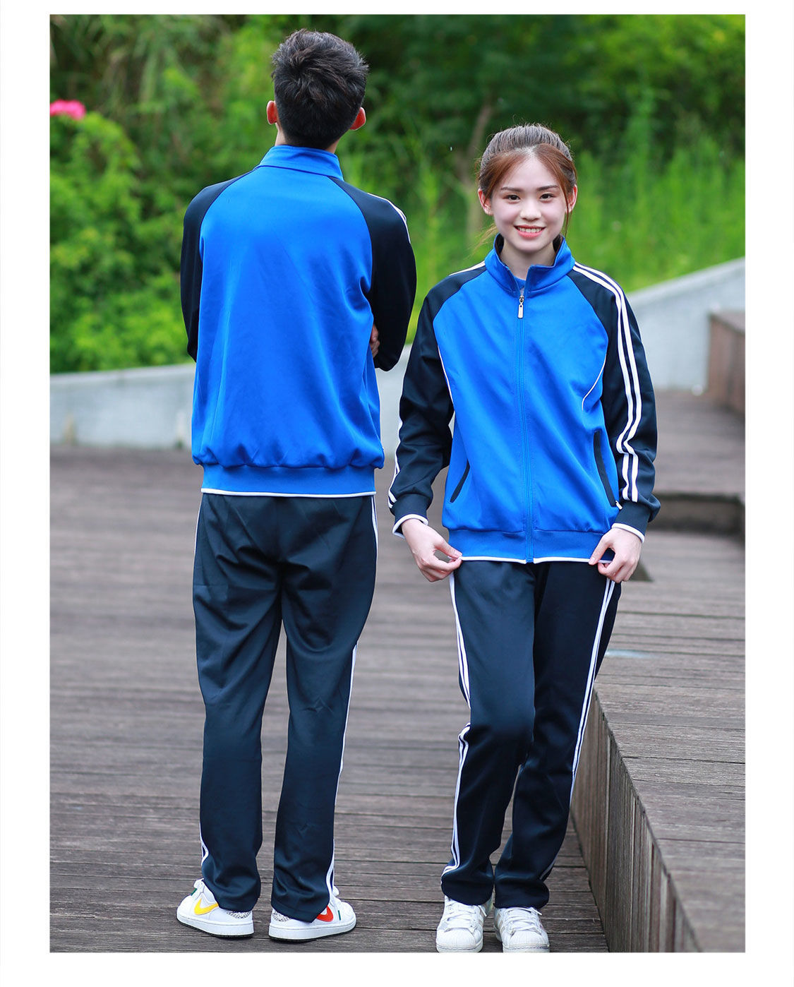 季长袖中学生学院风校服套装三件套运动服高中生初中蓝色班服831宝蓝