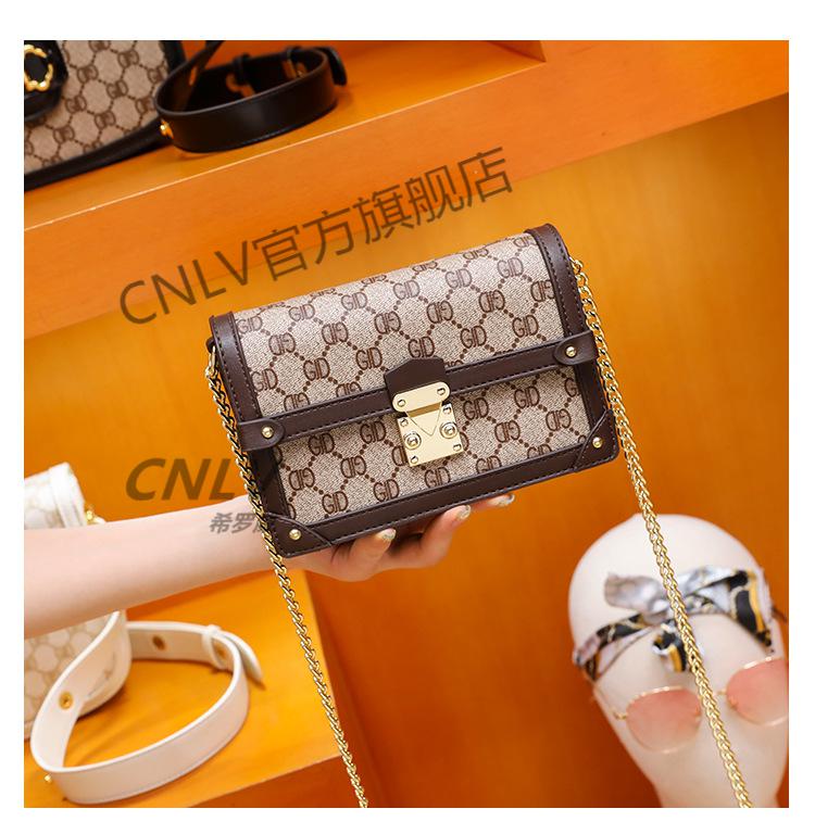 cn lv链条小方包女2022年夏季复古链条老花女包感小方包女时尚单肩斜