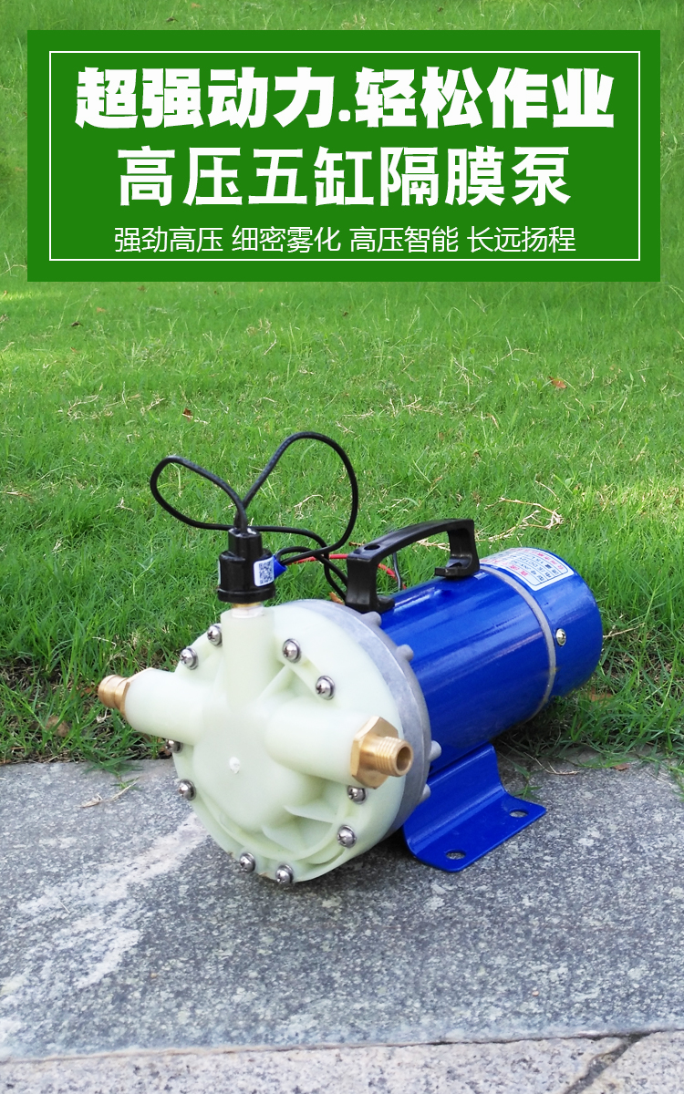 免背式电动喷雾器高压打药泵喷农药消毒12v48v60v五缸隔膜泵 60v五缸