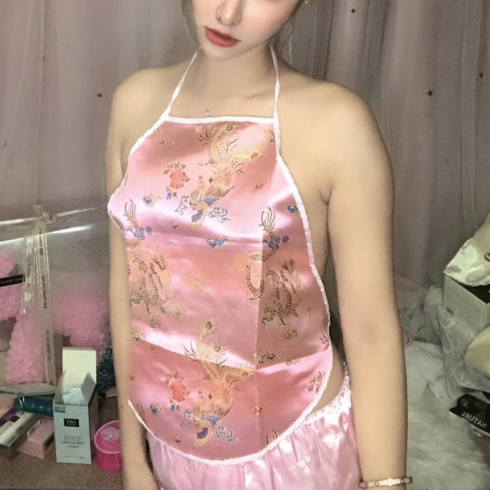 甄虹 肚兜 成人女士女士成人性感古典红肚兜套装吊带睡衣本命年肚兜