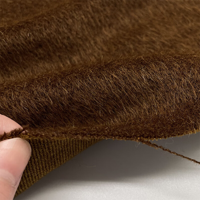 布艺岛 深驼色高端秘鲁苏力羊驼毛顺毛长毛面料 秋冬大衣diy布料 深