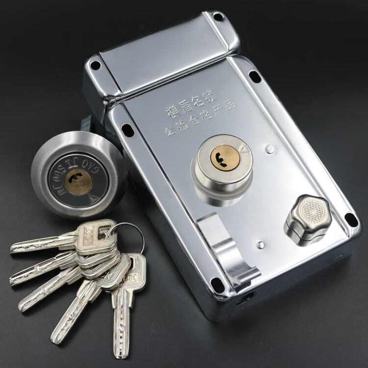 门锁防盗门锁老式防盗锁铁木门锁外装门锁超b级防盗锁 铜头月牙-右开