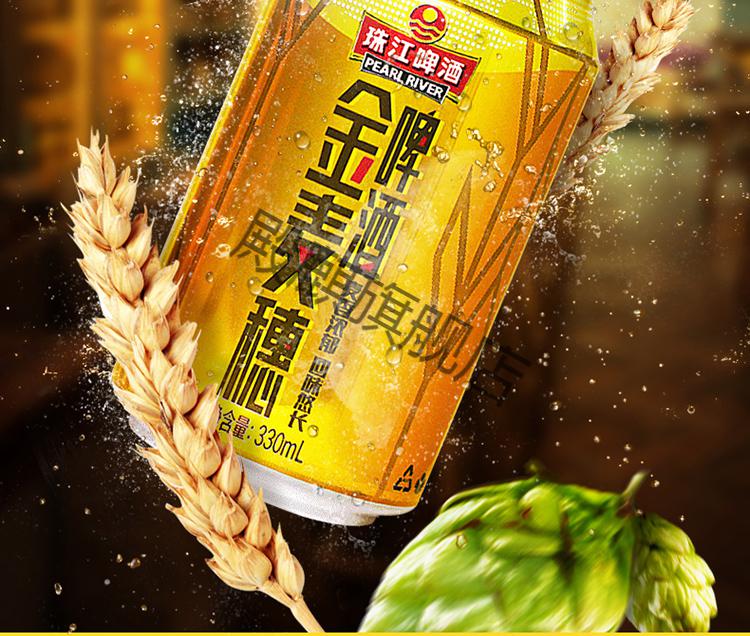 珠江啤酒10度金麦穗330ml*6罐装酒水易拉罐匠心营造小麦啤酒酷爽